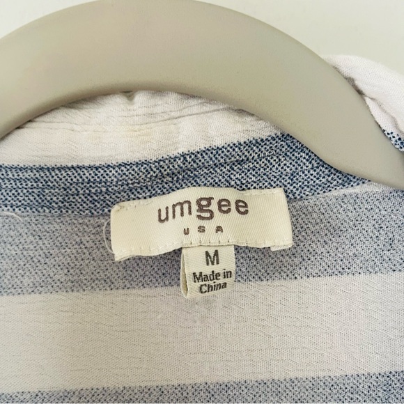 Umgee Blue and White Striped Button-Down Shirt - Picture 3 of 5